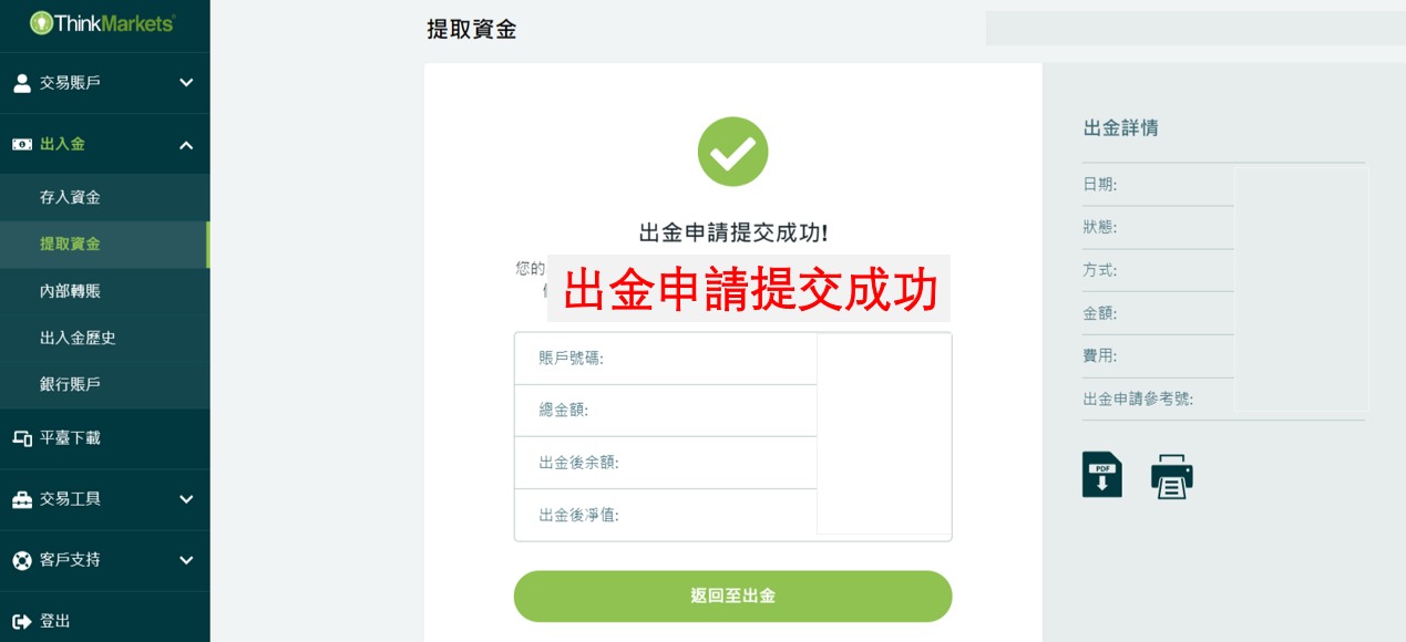 Thinkmarkets(智匯)信用卡出金