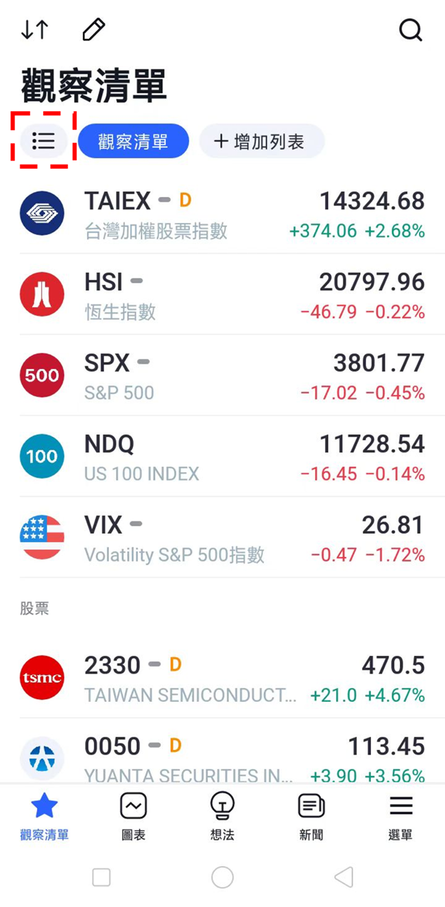 Android版TradingView登入