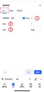 設置SMMA指標-輸入